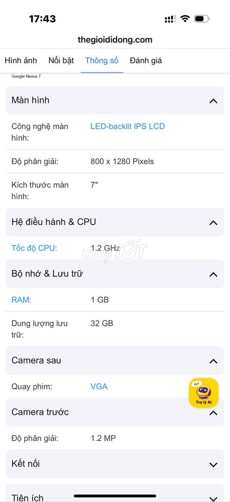bán con máy tính bảng Google nexus 7