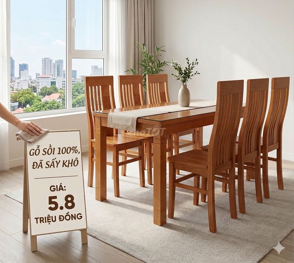 Bộ bàn ăn Gỗ Sồi 6 ghế. Mua bán Bàn ghế tại Quận 12 Tp Hồ Chí Minh được đăng bởi Ha Pham hình 1