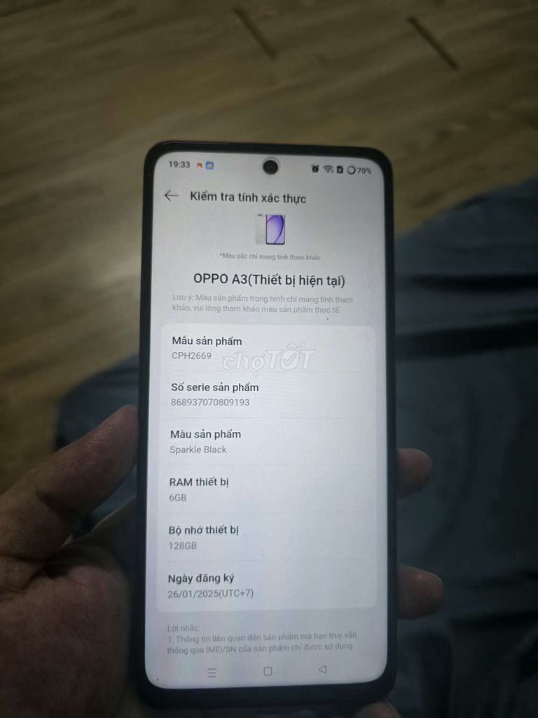 OPPO A3 128GB Sparkle Black. Mua bán Điện thoại tại Quận Thanh Khê Đà Nẵng được đăng bởi Nguyên Van An  hình 1