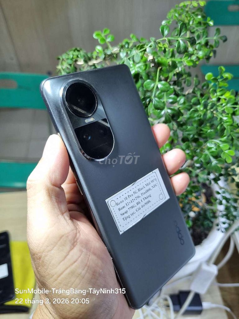 Reno 10 Pro 5G R12/256 Snap778G Pin4800 NFC 2sim. Mua bán Điện thoại tại Huyện Trảng Bàng Tây Ninh được đăng bởi Sun Mobile Shop Điện Thoại Trảng Bàng Tây Ninh 01 hình 1