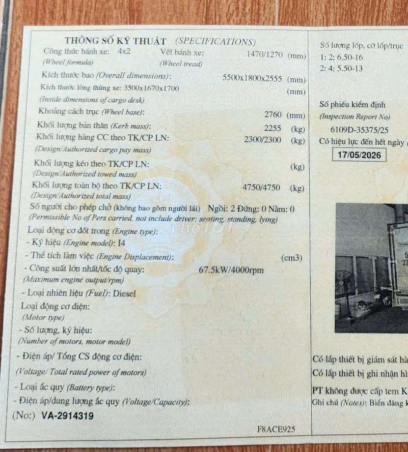 Bán gấp kia 2.4 tấn đời 2017 thùng kín 3m5. Mua bán Xe tải, xe ben tại Thành phố Thuận An Bình Dương được đăng bởi Hồ Xe Tải hình 8