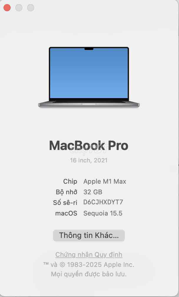 Apple MacBook Pro M1 Max 16” 32GB/512GB Xám 20. Mua bán Laptop tại Quận Nam Từ Liêm Hà Nội được đăng bởi Nguyễn Hồng Hải hình 1