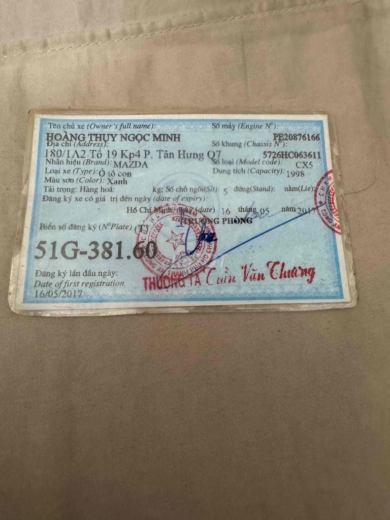 Mazda CX 5 2017 2.0 AT - 100000 km. Mua bán Ô tô tại Quận Gò Vấp Tp Hồ Chí Minh được đăng bởi Hoàng Ngọc Khánh hình 6