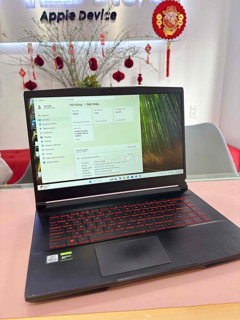 MSI GF63 Thin i5-10300H 15.6 inch 16GB/256GB. Mua bán Laptop tại Thành phố Đà Lạt Lâm Đồng được đăng bởi HD STORE 235 bùi thị xuân đà lạt hình 1