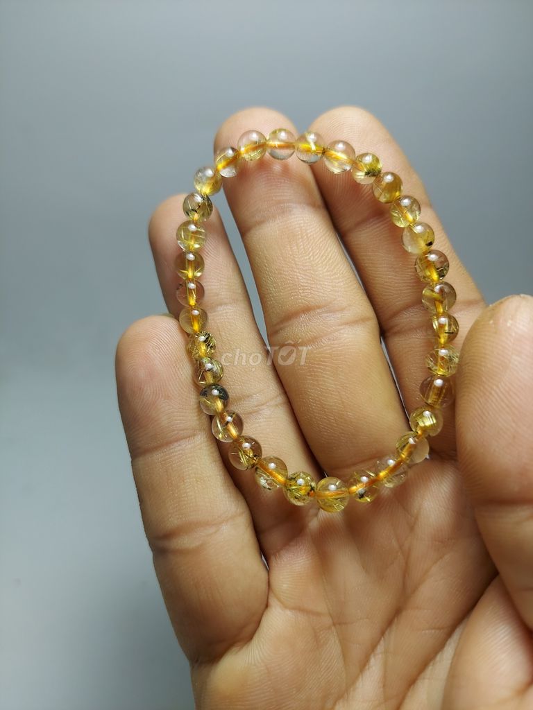 Vòng tay đá Thạch anh tóc vàng hoa thị_6li