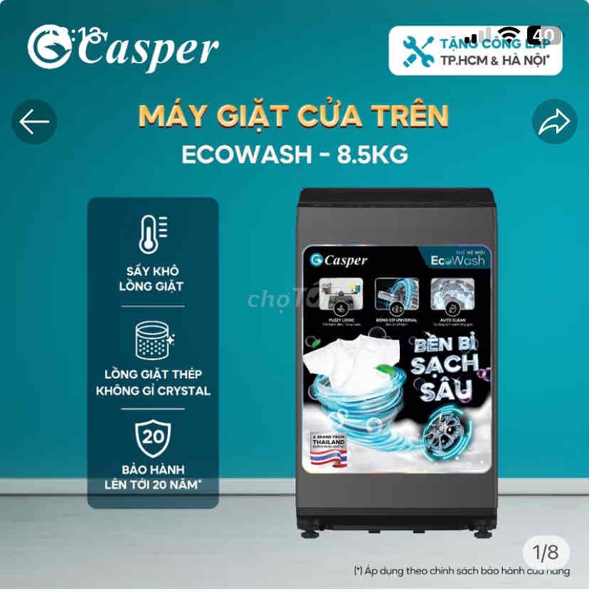 Máy giặt Casper ECOWASH 8.5KG Mới 100%. Mua bán Máy giặt tại Quận Hoàng Mai Hà Nội được đăng bởi Nguyen Thi Thuy hình 1