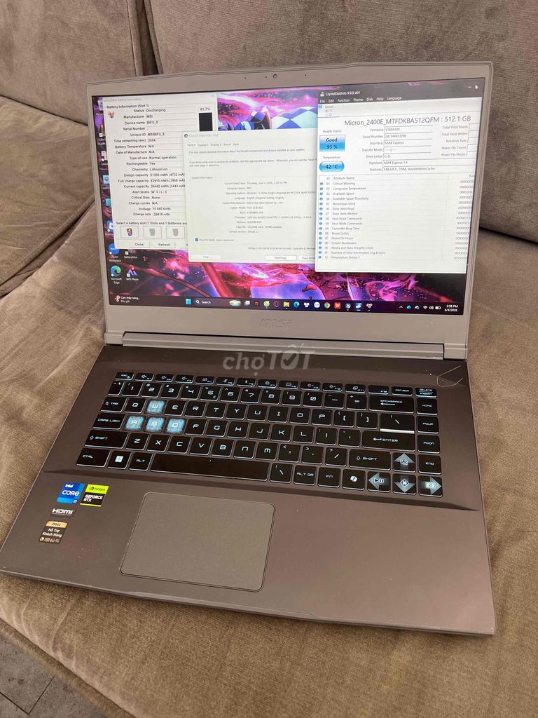 MSI Thin 15 B13UC I7-13620H 8GB/512GB. Mua bán Laptop tại Quận Đống Đa Hà Nội được đăng bởi HQ Computer hình 1