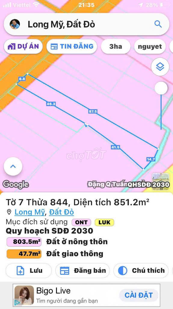 Bán 851m2 đất Thị Trấn Phước Hải - cạnh khu Đồng Gió. Mua bán đất tại Huyện Đất Đỏ Bà Rịa - Vũng Tàu được đăng bởi Trần Thị Thơm hình 2