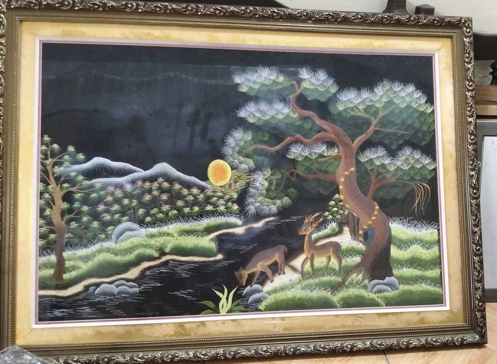 Tranh thêu phong cảnh hươu 60x80cm. Mua bán Đồ sưu tầm, đồ cổ tại Quận Sơn Trà Đà Nẵng được đăng bởi mỹ hình 1