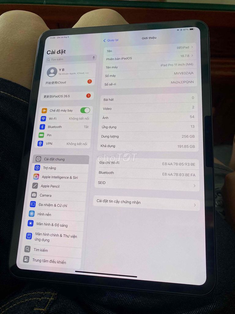 Apple iPad Pro 11 inch 256GB Xám. Mua bán Máy tính bảng tại Huyện Sóc Sơn Hà Nội được đăng bởi LAM LEE hình 1