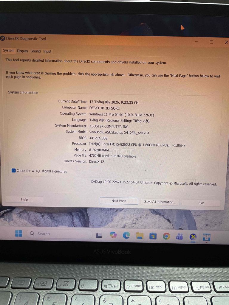 ASUS Vivobook A412FA i5-8265U 8GB Bạc. Mua bán Laptop tại Quận Thanh Khê Đà Nẵng được đăng bởi Giang Lâm hình 1