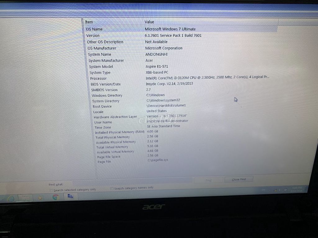Acer Aspire E1-571 i3 15.6 inch 4GB/512GB Đen. Mua bán Laptop tại Thành phố Thủ Dầu Một Bình Dương được đăng bởi Nguyễn văn Thảo hình 1