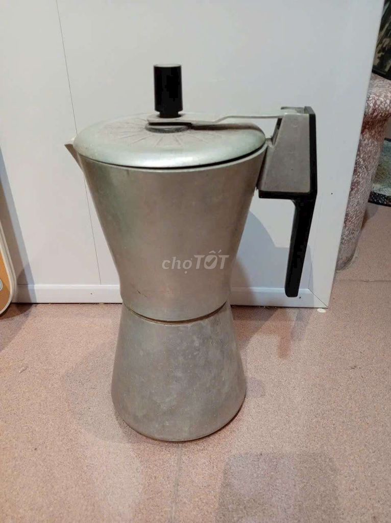 Bình pha cà phê Moka Pot Nhôm đúc Retro 0.6L Bạc