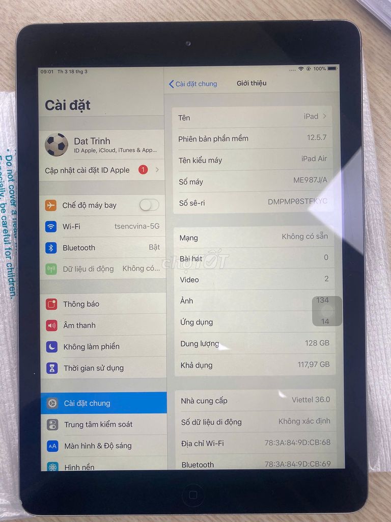 Bán Ipad air 128G bản Bypass. Mua bán Máy tính bảng tại Quận Hà Đông Hà Nội được đăng bởi Đạt Trình hình 1