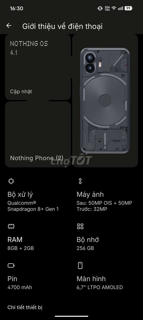 Nothing Phone 2 256GB Đen. Mua bán Điện thoại tại Quận 11 Tp Hồ Chí Minh được đăng bởi Tris Duong hình 1