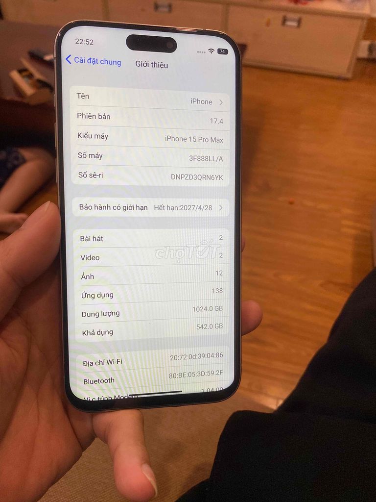 Apple iPhone 15 Pro Max 1TB Xám. Mua bán Điện thoại tại Huyện Gia Lâm Hà Nội được đăng bởi Minh Huân hình 1