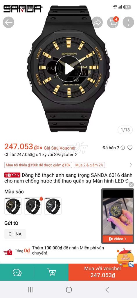 Đồng hồ Sanda 6016 Nam Thạch anh chống nước. Mua bán Đồng hồ tại Thị xã Bến Cát Bình Dương được đăng bởi Nguyễn Châm hình 1