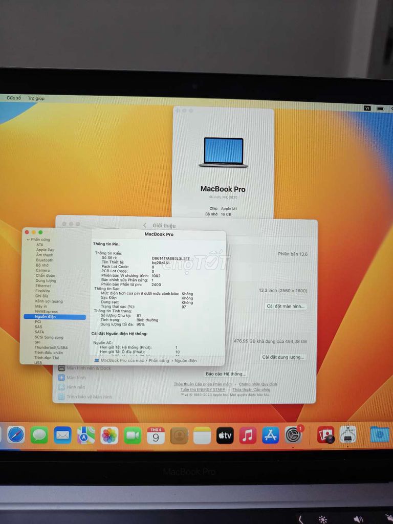 Apple Macbook Pro M1 13 inch 16GB/512GB. Mua bán Laptop tại Quận Đống Đa Hà Nội được đăng bởi Mac8868 hình 1