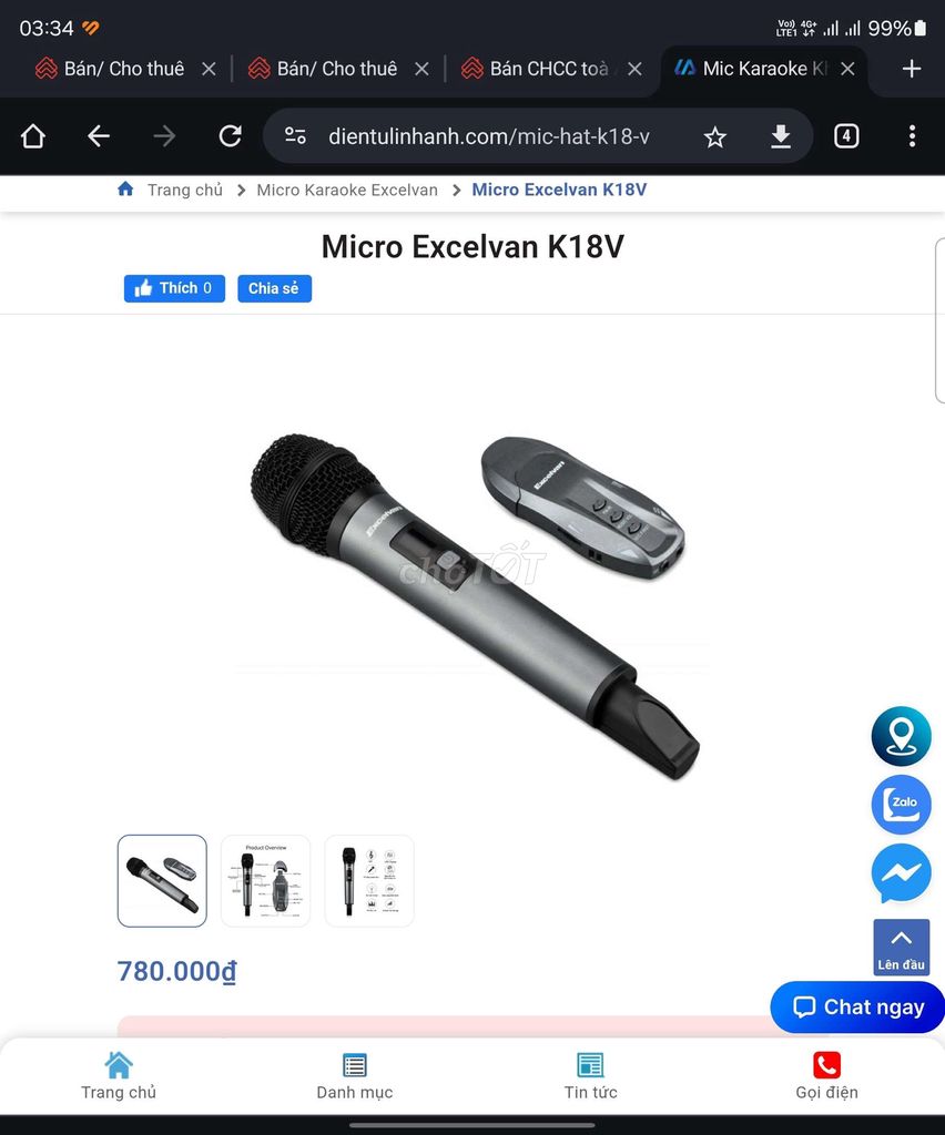 Micro karaoke không dây Excelvan K18V 99,9%