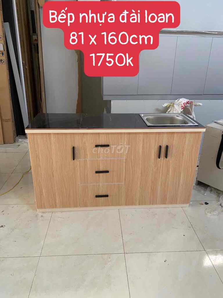 Tủ bếp nhựa Đài Loan vân gỗ 81x160cm. Mua bán Tủ, kệ gia đình tại undefined Tp Hồ Chí Minh được đăng bởi Nội Thất Gia Đình hình 1