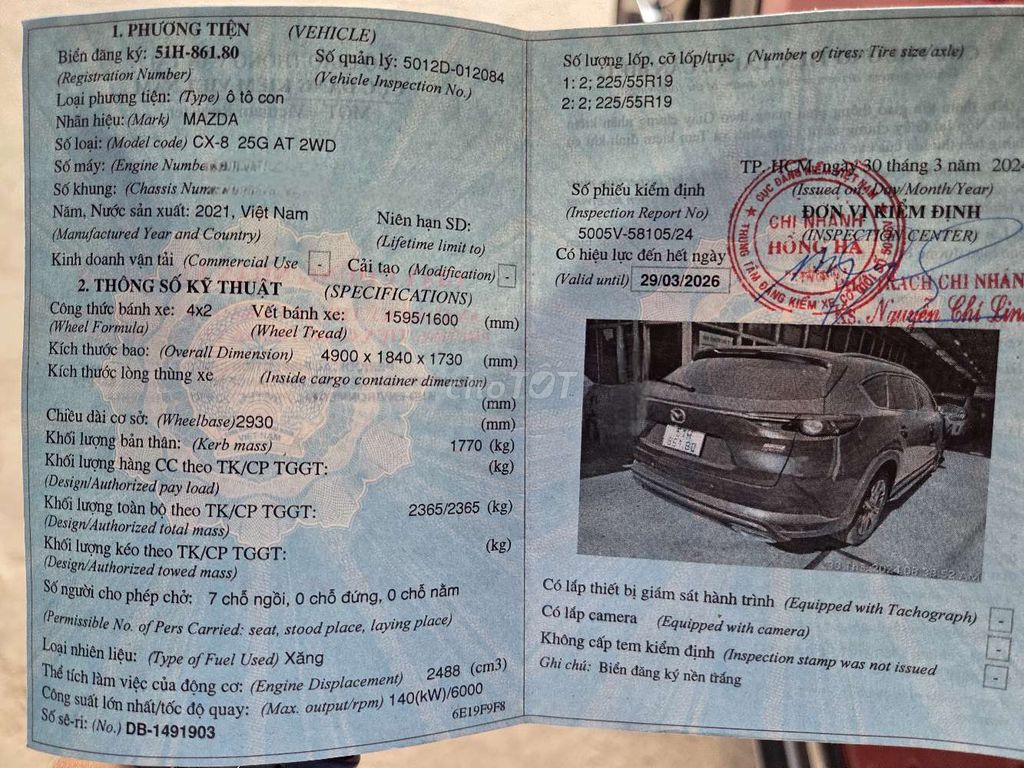 Mazda CX-8 2021 Luxury 2.5 AT - 46000 km. Mua bán Ô tô tại Thành phố Thủ Đức Tp Hồ Chí Minh được đăng bởi Tuan Tran hình 8