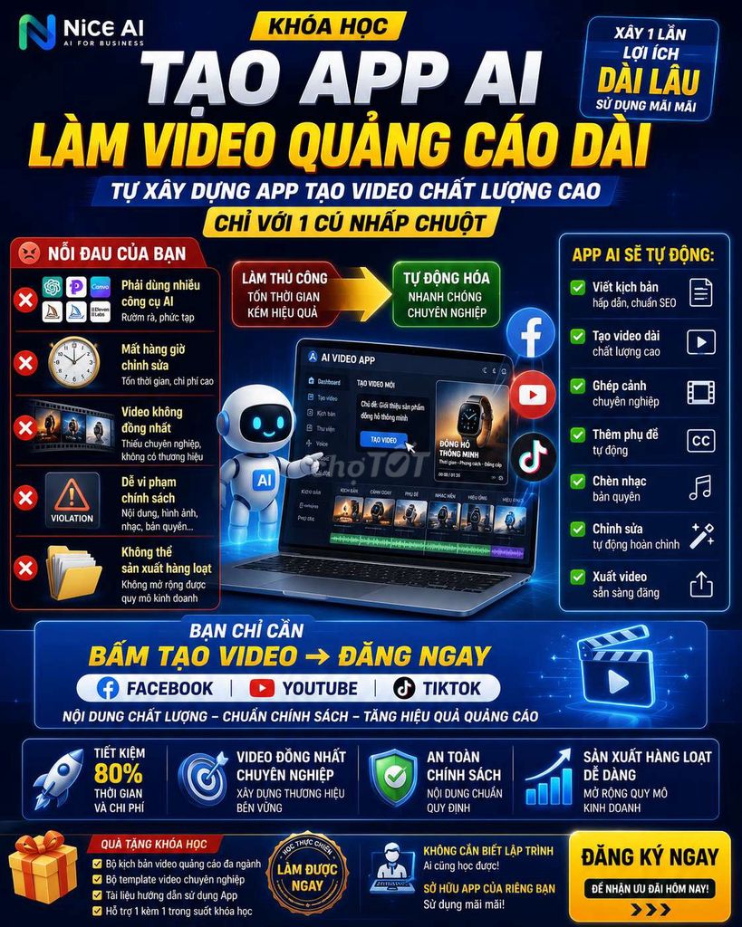 Khóa học tạo video AI Facebook, TikTok. Dịch vụ tại Quận 12 Tp Hồ Chí Minh được đăng bởi Nguyễn Viết Huấn hình 1