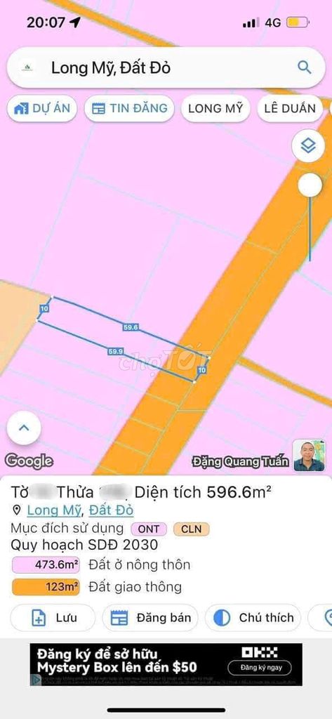 Bán 597m2 đất Thị Trấn Phước Hải, cạnh Tỉnh Lộ 44B. Mua bán đất tại Huyện Đất Đỏ Bà Rịa - Vũng Tàu được đăng bởi Trần Thị Thơm hình 2