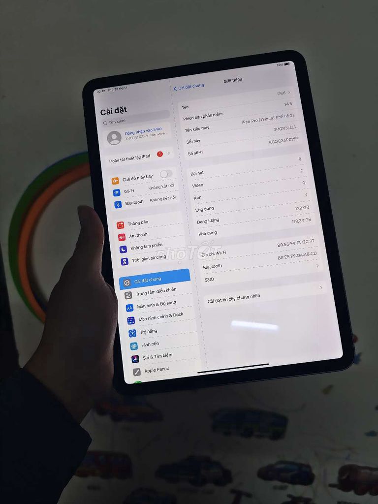 iPad Pro M1 128gb wifi gray fullbox ios thấp 14.5