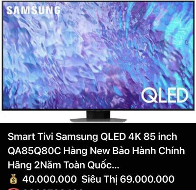 Smart Samsung 85inch QA85Q80C Fubox New…