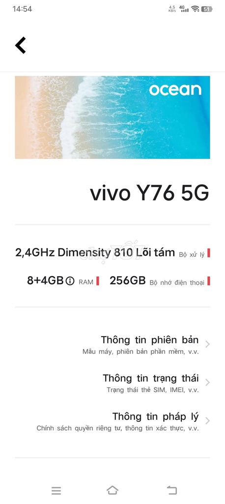 Vivo Y76 5G 256GB. Mua bán Điện thoại tại Huyện Đức Cơ Gia Lai được đăng bởi Khanh Pham hình 1