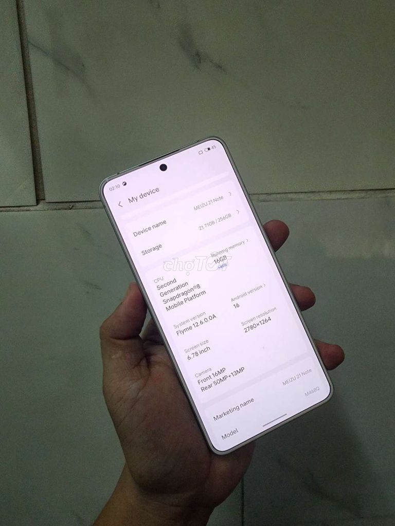 Meizu 21 Note 256GB Trắng. Mua bán Điện thoại tại Quận Ninh Kiều Cần Thơ được đăng bởi nguyễn Trần Quân hình 1