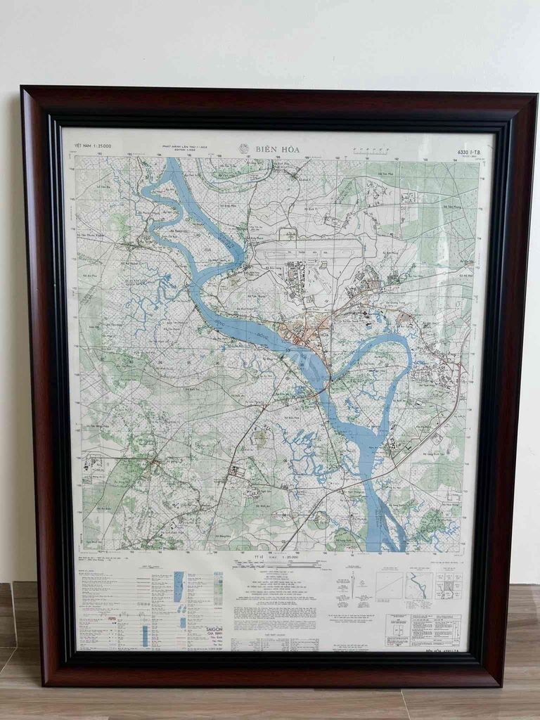 Biên Hoà Vintage Map 1968. Dài 83.5cm ngang 67.5cm