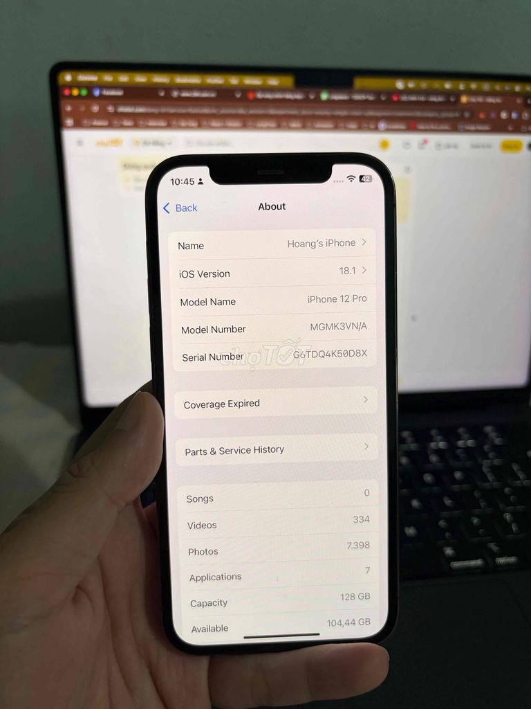 Apple iPhone 12 Pro 128GB Xám VN/A. Mua bán Điện thoại tại Quận Cẩm Lệ Đà Nẵng được đăng bởi Tú Râu hình 1