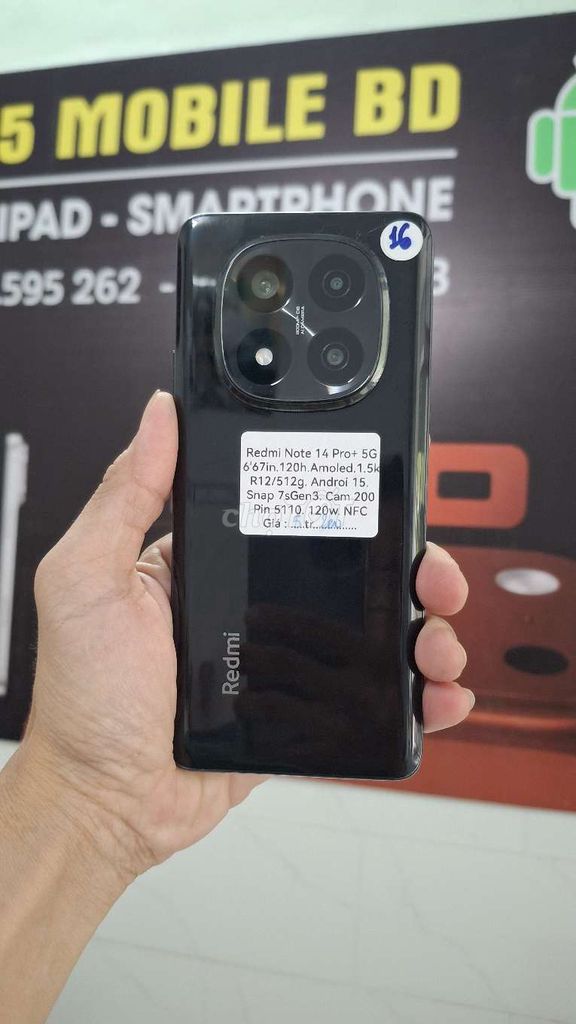 Xiaomi Redmi Note 14 Pro+ 5G 12GB/512GB Đen. Mua bán Điện thoại tại Thành phố Thủ Dầu Một Bình Dương được đăng bởi TTMobileBD hình 1