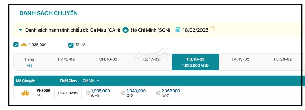 Cà Mau - Hồ Chí Minh  18/02/2025