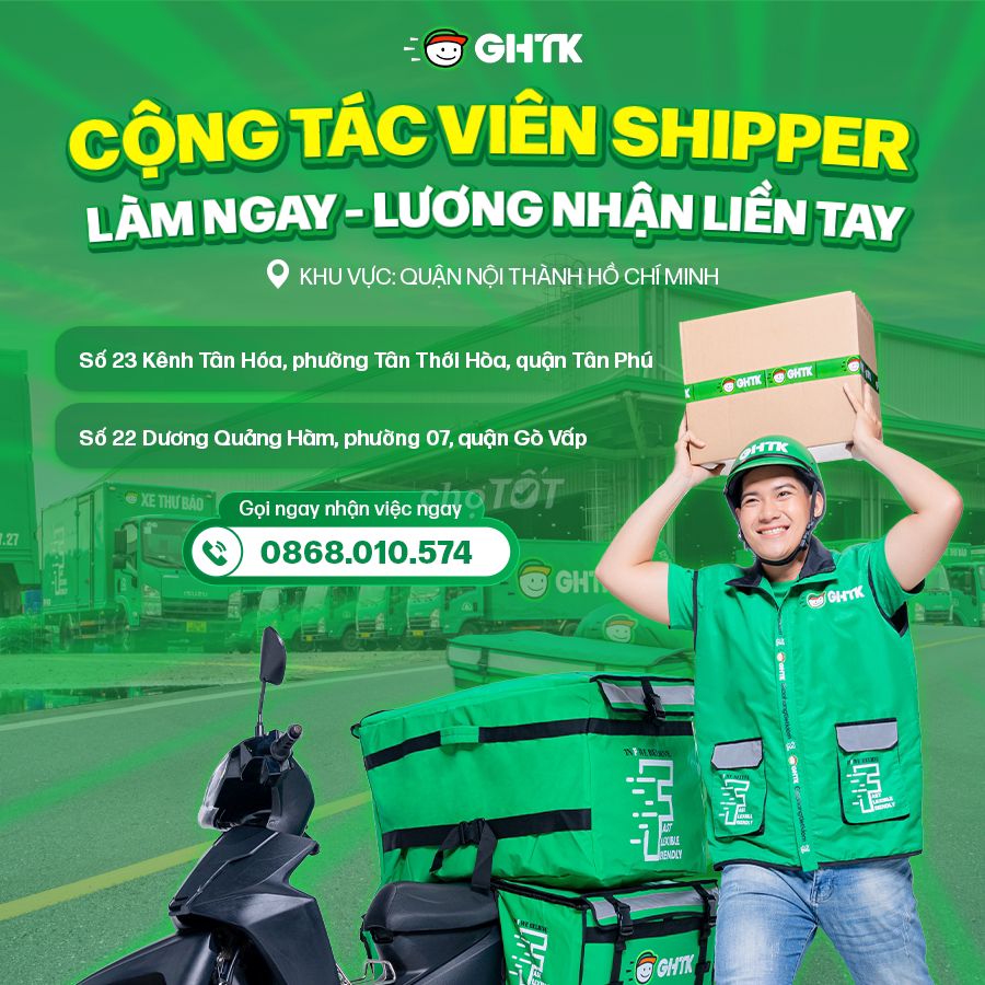 SHIPPER THỜI VỤ LÀM NGAY - NHẬN LƯƠNG LIỀN TAY