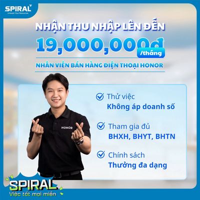HONOR TUYỂN NV BÁN HÀNG ĐIỆN THOẠI TOÀN QUỐC