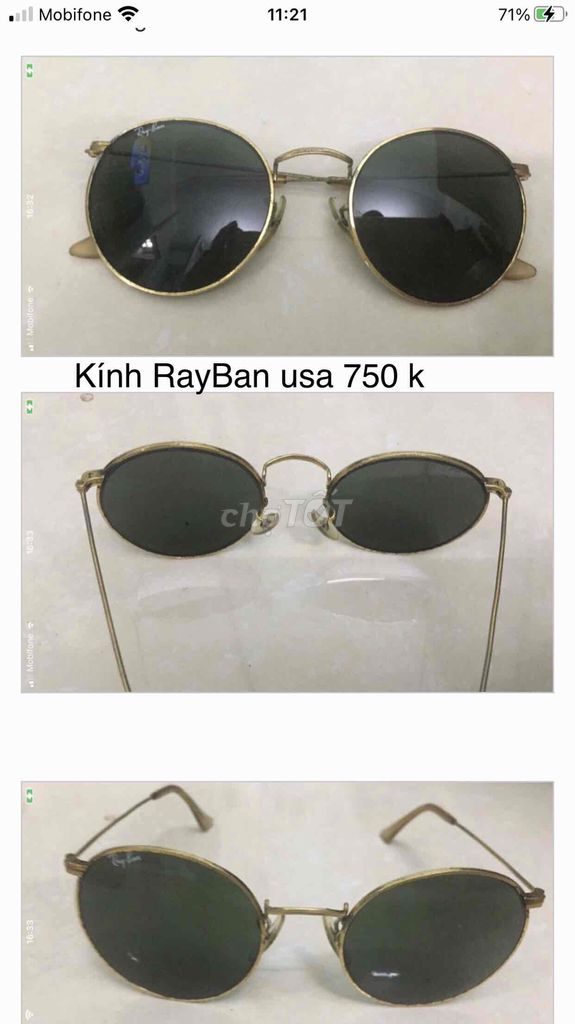 Kính Rayban Made in usa 750 k