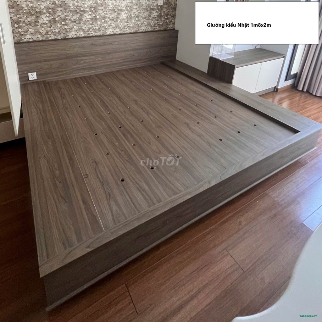 Giường ngủ kiểu Nhật 1m8x2m gỗ MDF như mới