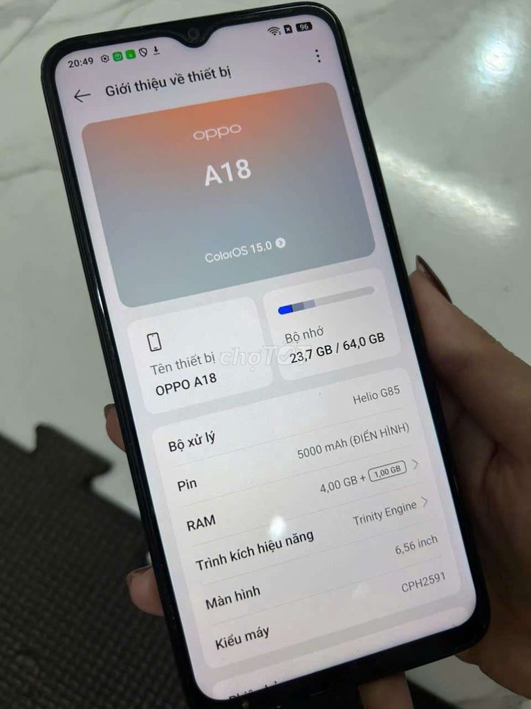 OPPO A18 64GB Đen. Mua bán Điện thoại tại Quận Thanh Khê Đà Nẵng được đăng bởi Xoan Quỳnh hình 1
