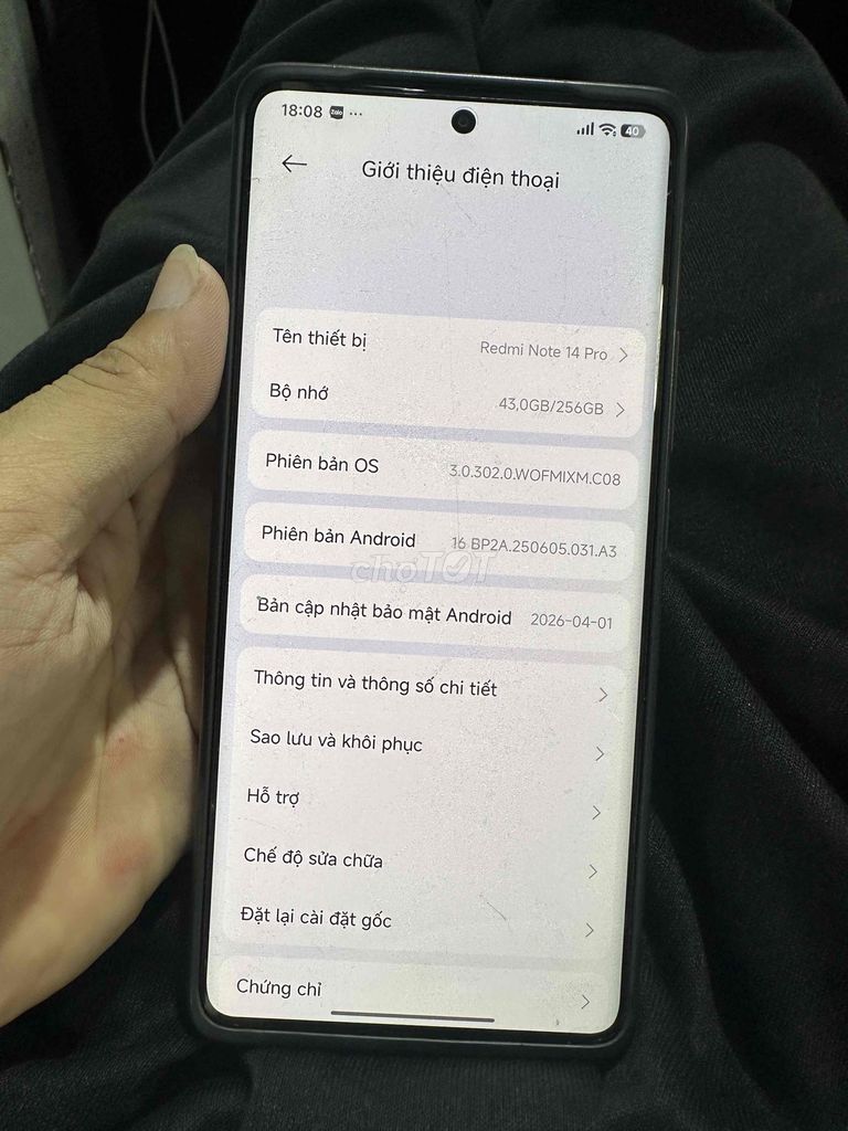 Xiaomi Redmi Note 14 Pro 256GB Đen 8GB+4GB. Mua bán Điện thoại tại Thành phố Thuận An Bình Dương được đăng bởi Long hình 1