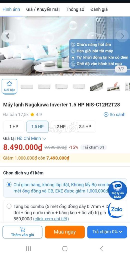 MÁY LẠNH NAKAGAWA 1.5HP INVERTER MỚI BH HÃNG 3 NĂM