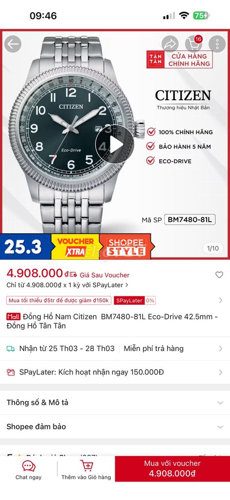 Đồng hồ Citizen Eco-Drive Nam Bạc 42mm. Mua bán Đồng hồ tại Quận Thanh Xuân Hà Nội được đăng bởi Hải Đông  hình 1