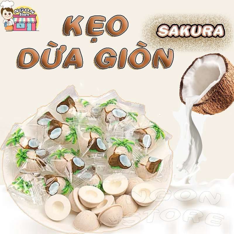 1KG Kẹo dừa giòn sakura nhật bản thơm béo ít ngọt