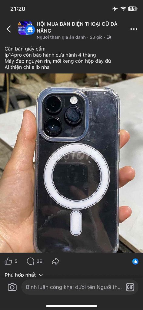 iPhone 14 Pro Đen Như mới. Mua bán Điện thoại tại Quận Cẩm Lệ Đà Nẵng được đăng bởi My bé hình 1