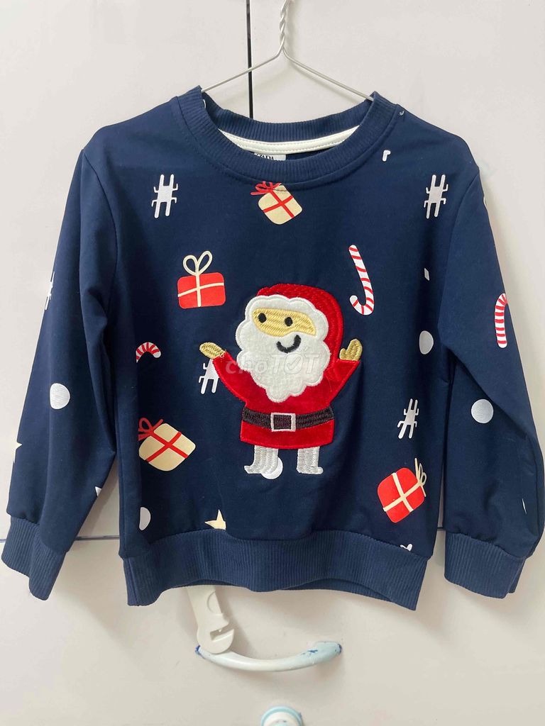 Áo tay dài nỉ cho bé diện Noel size 100 bé 2.5-3T