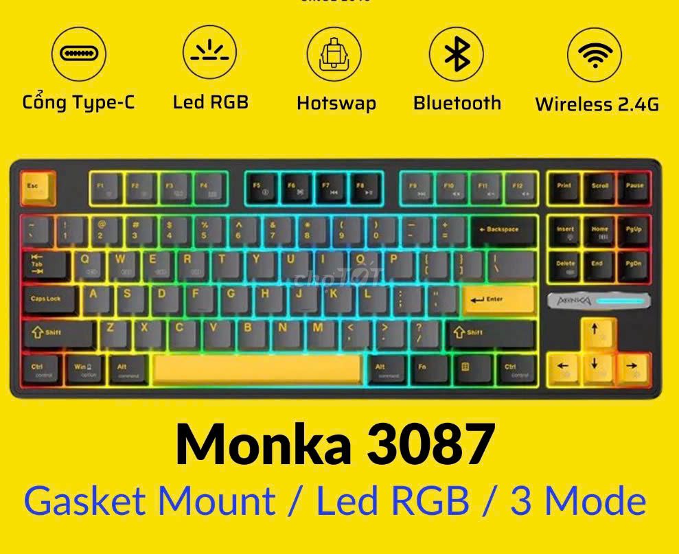 Monka 3087 pro Black Gold / 3 mode/ RGB/ Hotswap