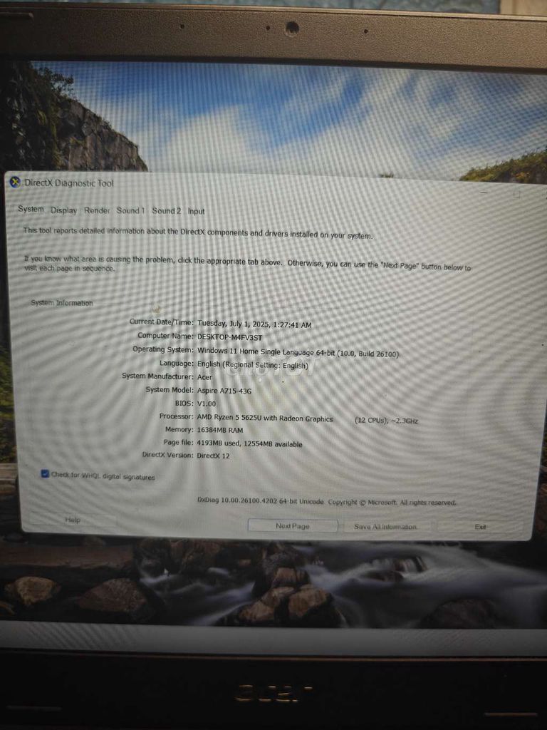 Acer aspire 7, r5 5625, rtx 3050