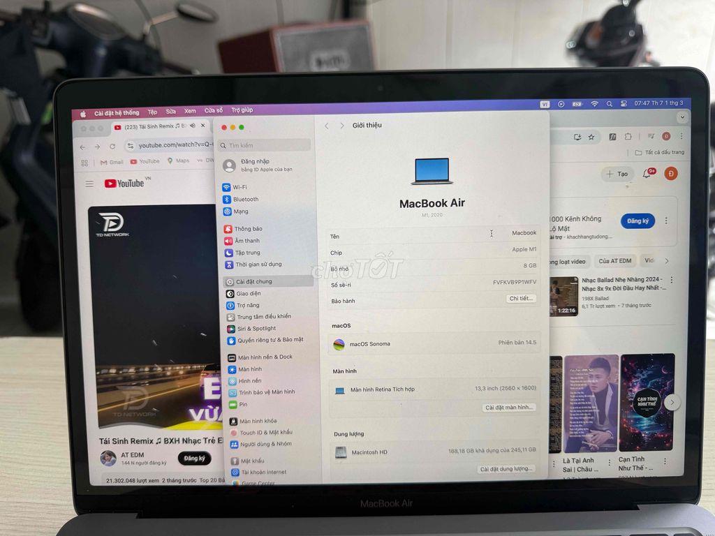 Thanh lí Macbook Air M1 2020 máy như mới