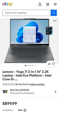 Laptop Lenovo Yoga 7i 14" 2K i5 1335u 16GB 512GB